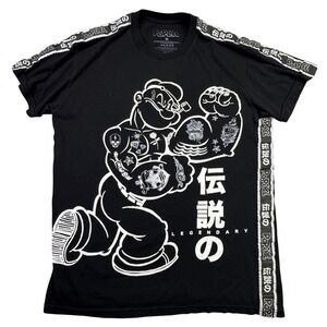 Popeye Men's Popeye Legendary‎ Japanese Graphic T-Shirt Black Size Medium